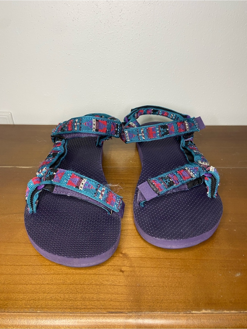 Teva Original Universal Purple and Teal Patterned Women's Sandals